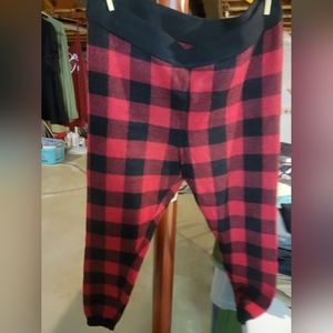 Red and black leggings,  match cardigan